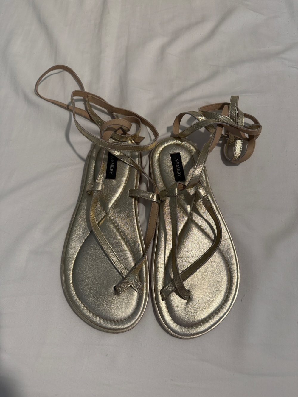 a new day Metallic Gold Lace-Up Flat Sandals